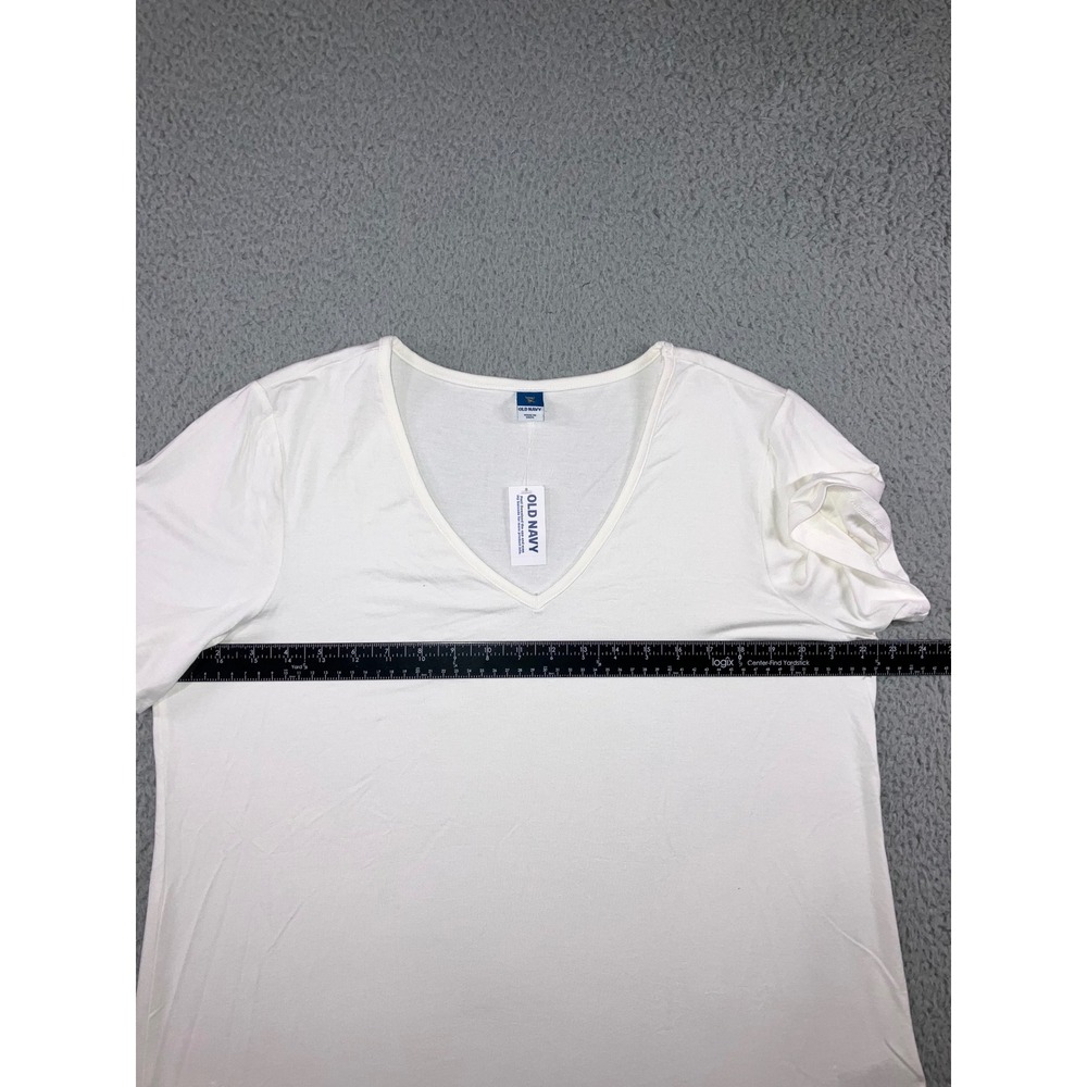 Old Navy Luxe V Neck Short Sleeve T Shirt Women XL‎ White Basic Everyday Tee - Picture 3 of 9